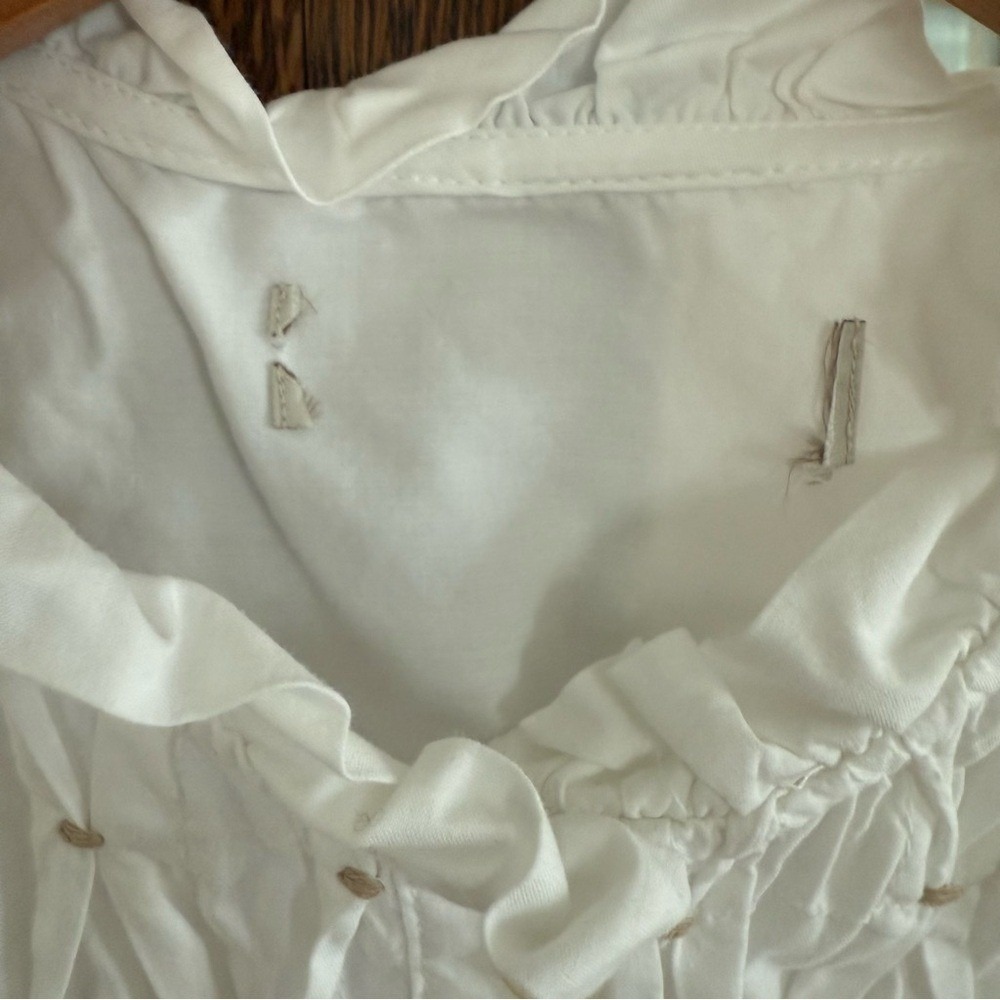 White Ruffle Sleeve Button-Front Blouse - Picture 8 of 11